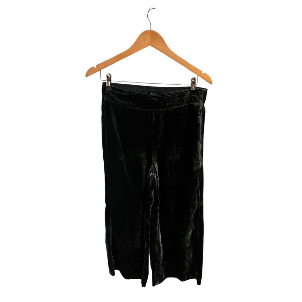 Madewell Women’s Dark Green Velvet Wrap Top & Wide-Leg Pants Set – Size S - Picture 4 of 14
